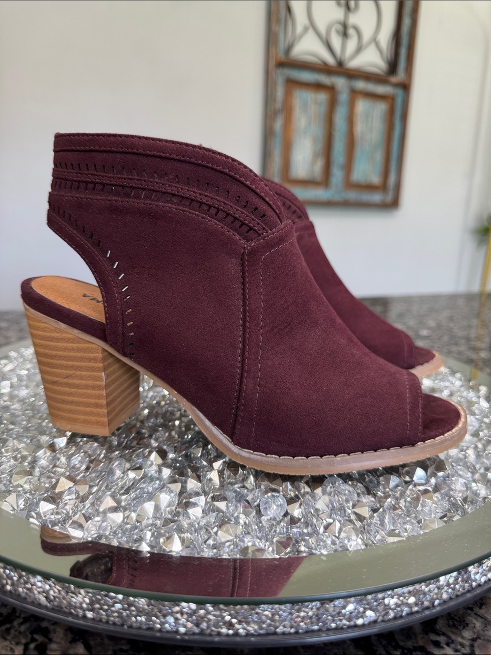 Sonoma Burgundy Open-Toe Block Heel Sandal EUC 6.5